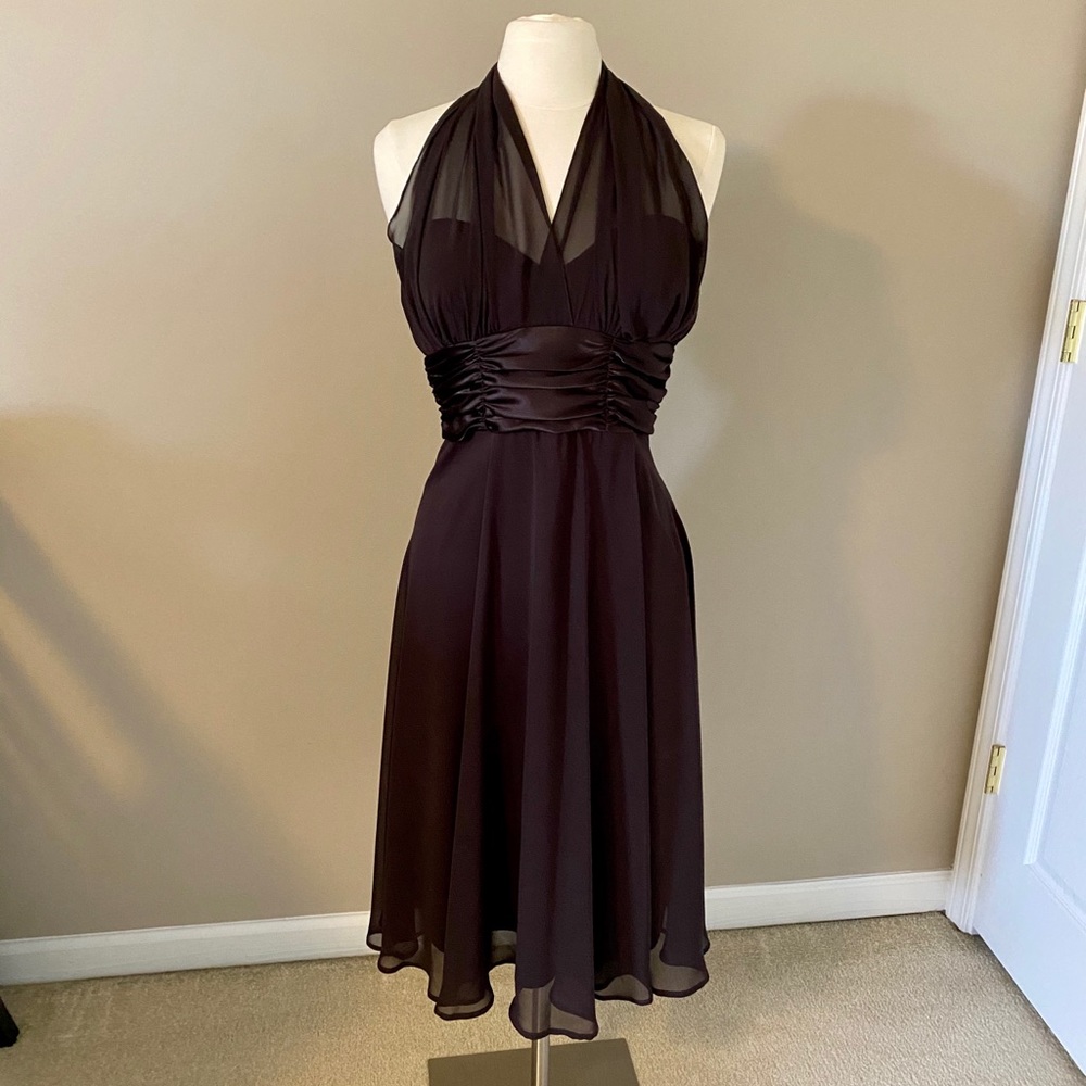 Brown Halter Cocktail Dress - Size 8